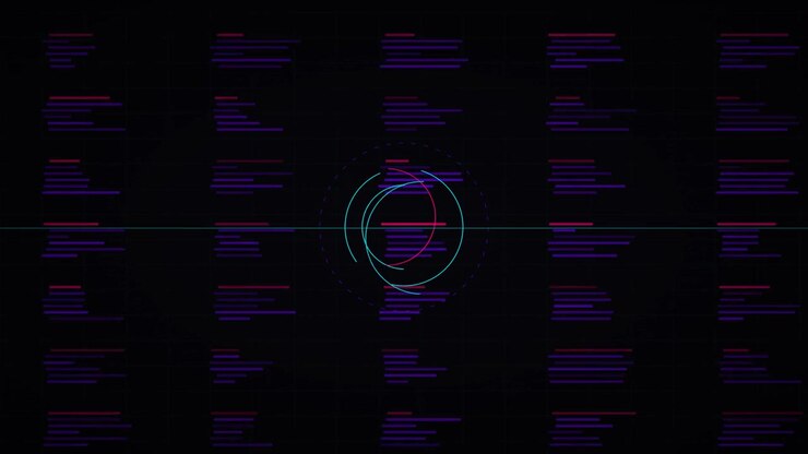 Abstract Digital Interface With Rotating Circular Data Visualization