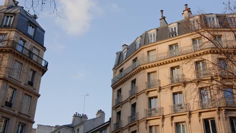 classic parisian architectural buildings in paris, france