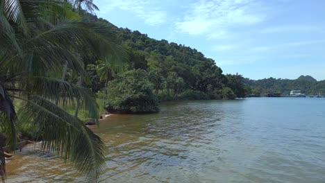 Amazing-aerial-view-flight-natural-sand-beach-Koh-chang-island-Thailand-sunny-day-2022