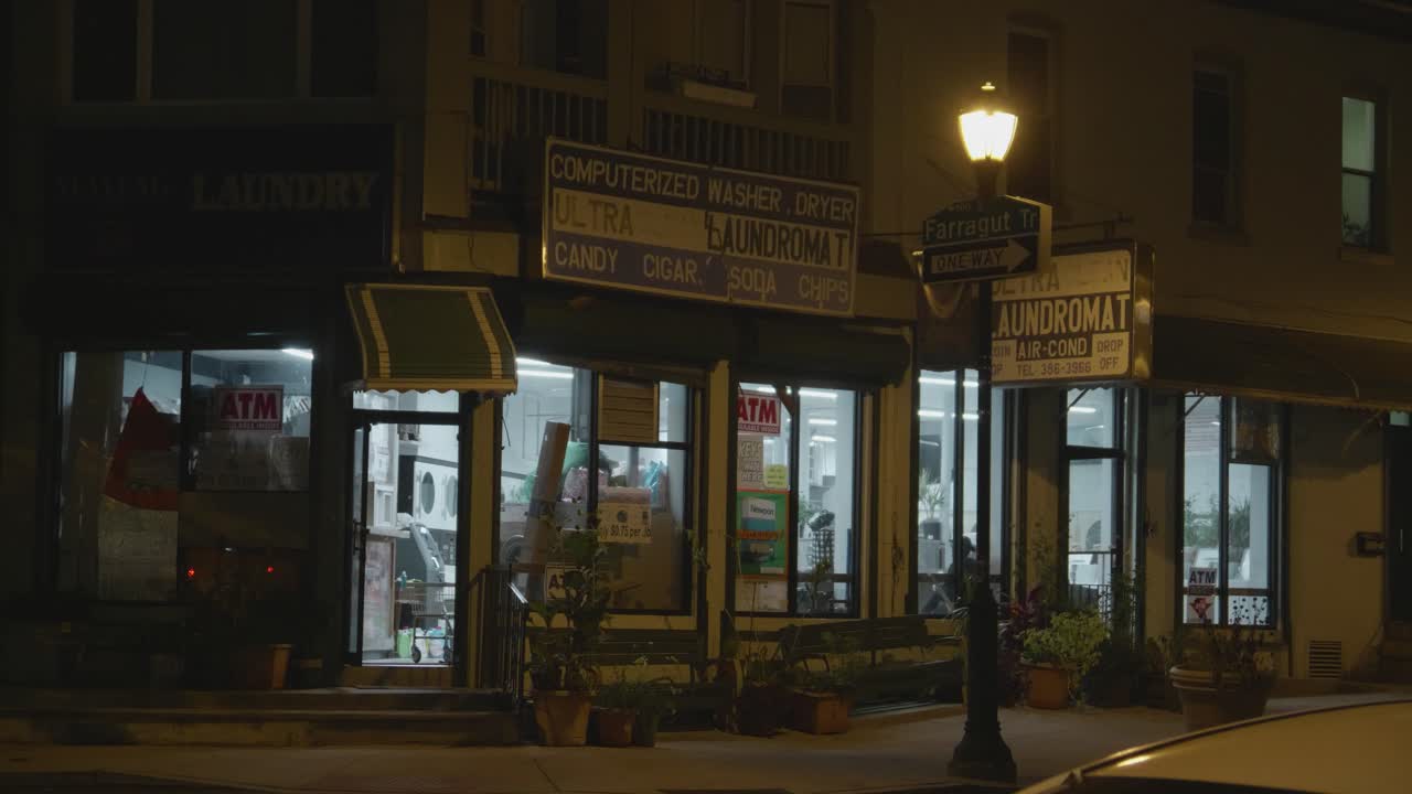 laudromat, 웨스트 필라델피아, 볼티모어 애비뉴, 밤