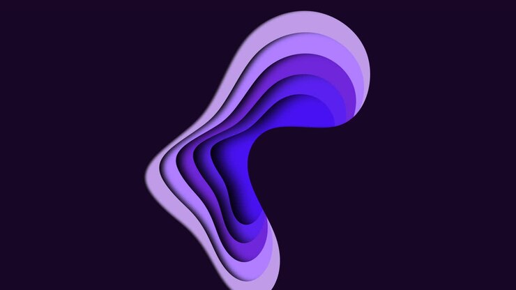 Motivo a spirale vivace viola e blu su sfondo nero.