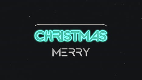 merry christmas text with neon lines on black gradient
