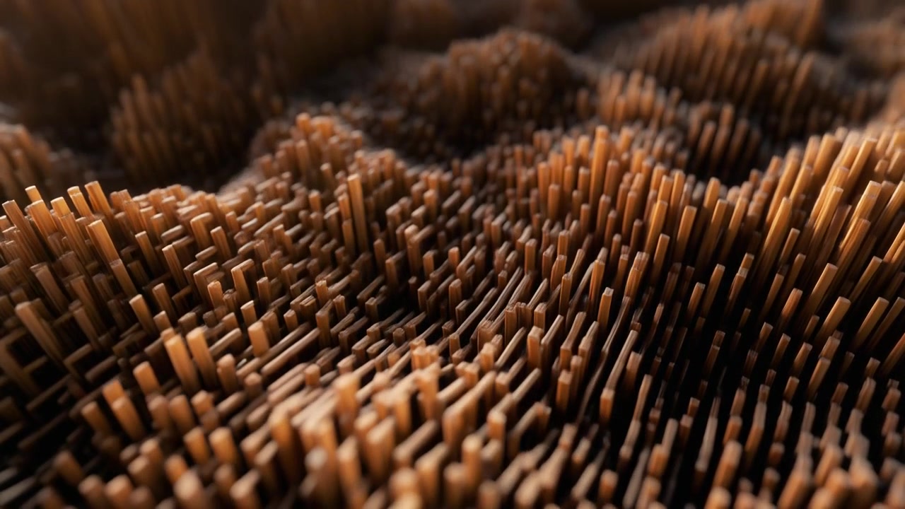 Animazione 3D astratta di pilastri marroni in movimento