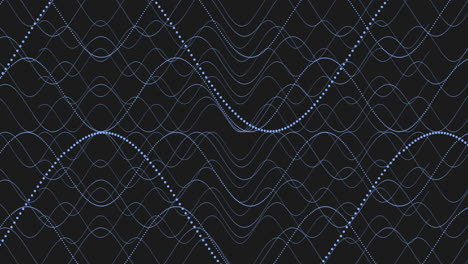 dynamic waveform intricate wavy lines of white dots on black background