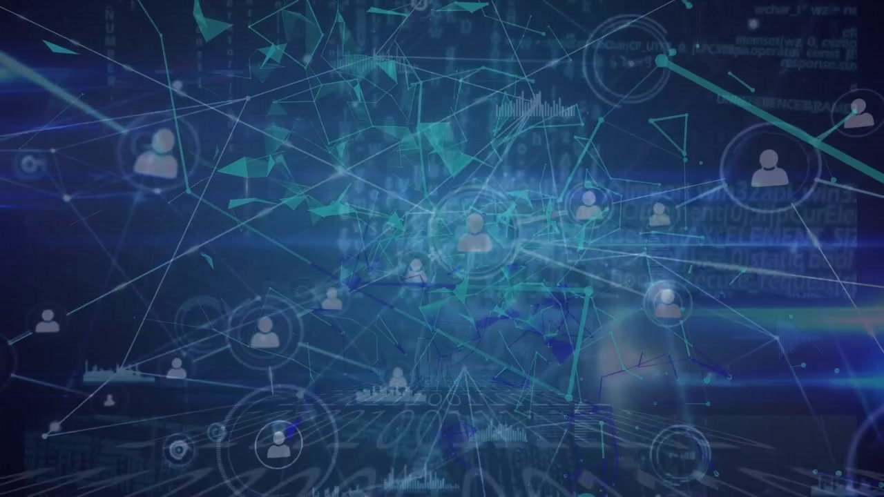 Animation of network of connections over navy background
