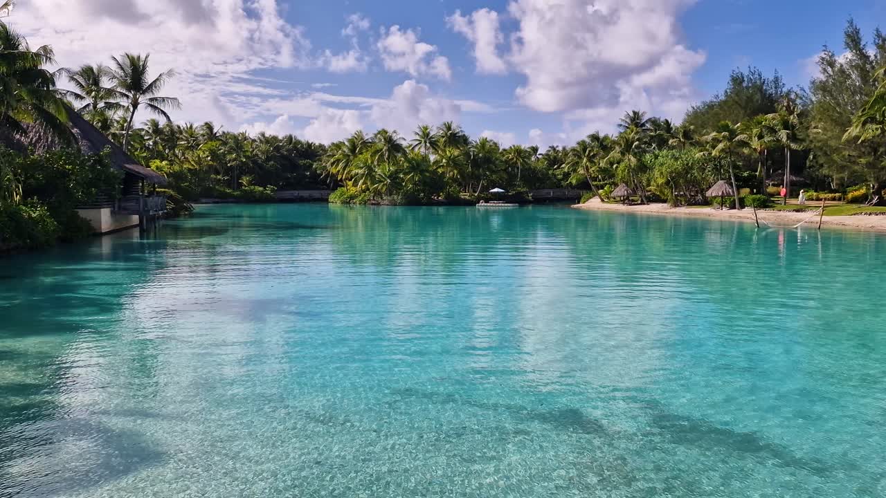 Bora Bora Island, French Polynesia. Luxury Expensive Tropical Resort Hotel Lagoon and Beach
