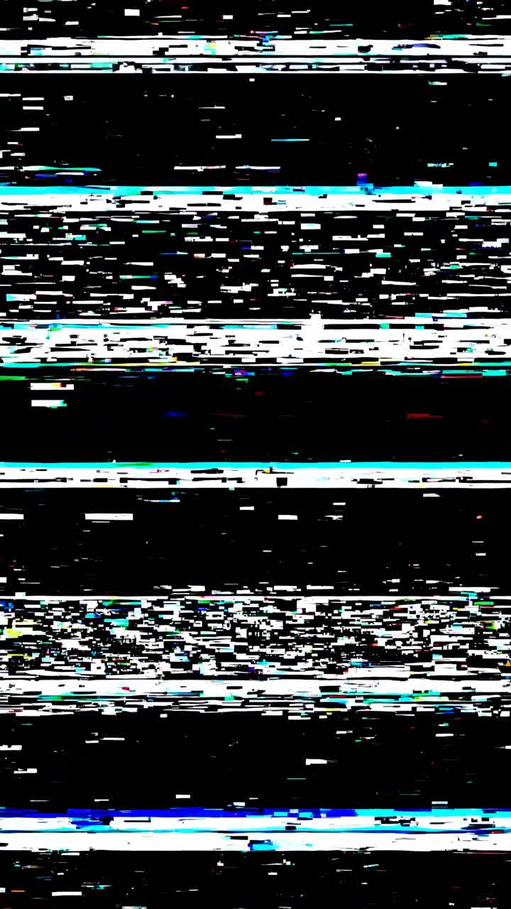 Abstract video glitch art with horizontal static lines and colorful distortions