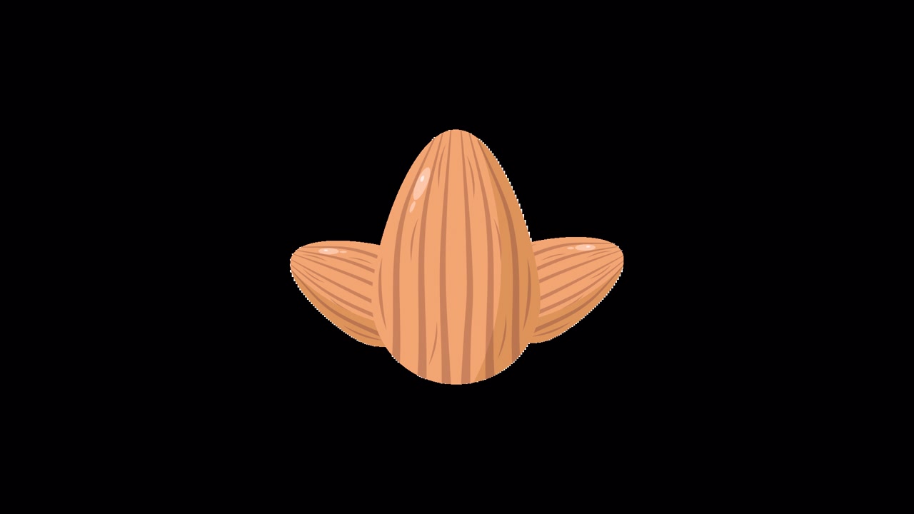 Animated Almonds Appearing and Disappearing on Black Background