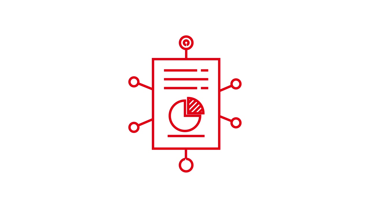 Animated Data Report Icon with Connecting Network