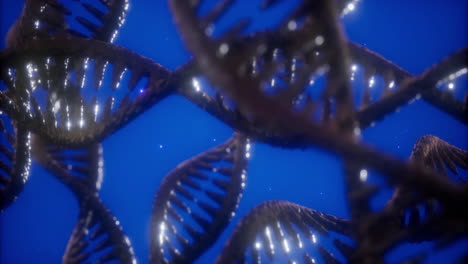 exploring the intricate beauty of dna strands under a vibrant blue backdrop