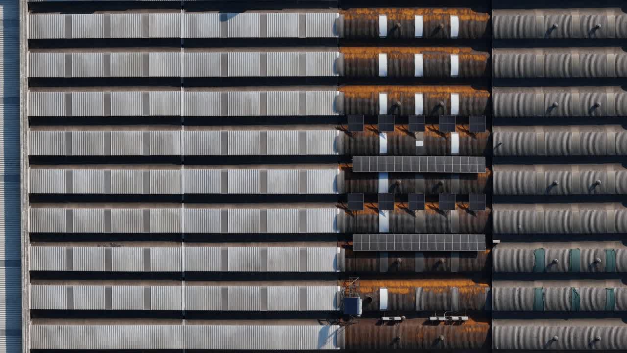 Aerial view of warehouses and factories rooftops
