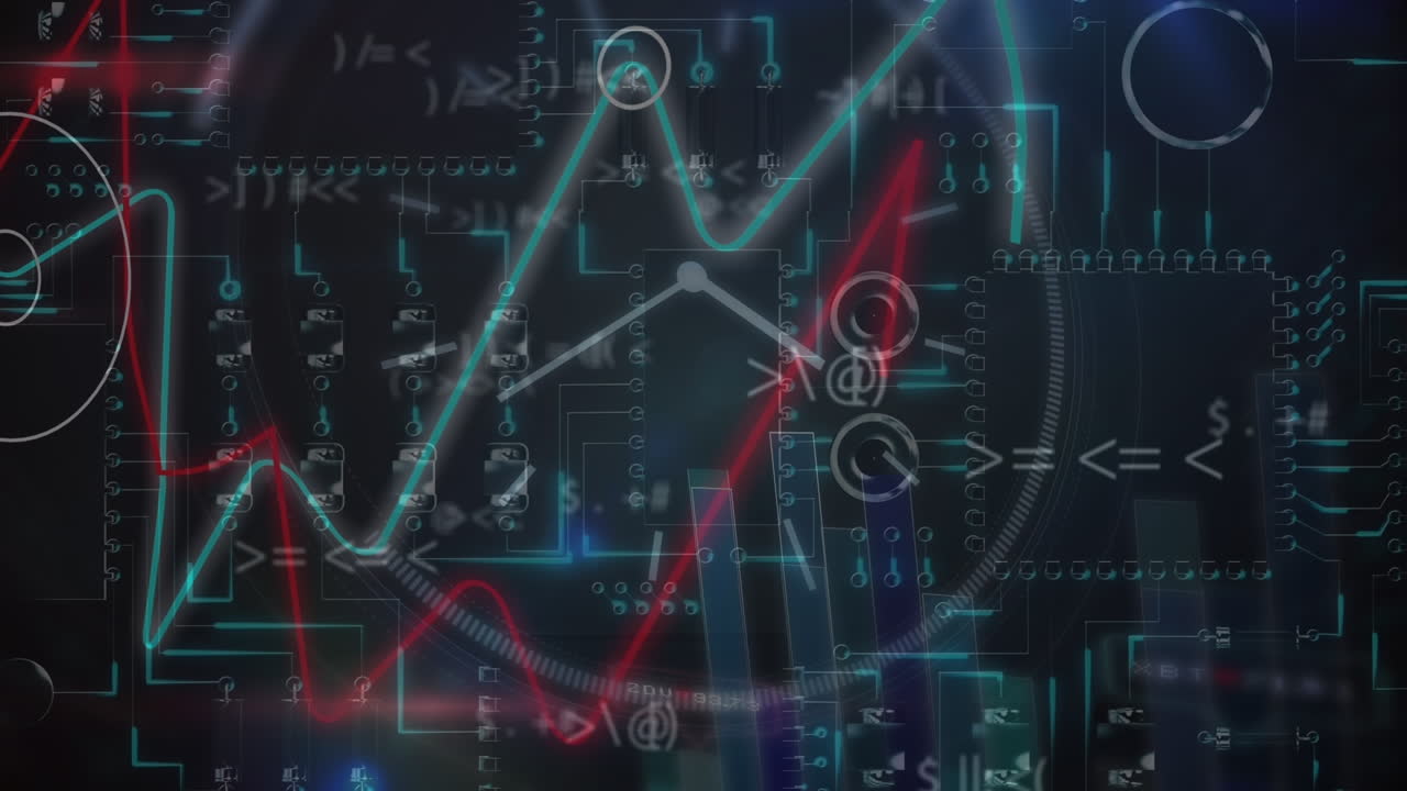 Animation of data processing over black background