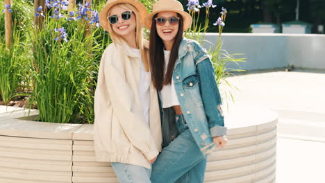 two women in trendy summer outfits