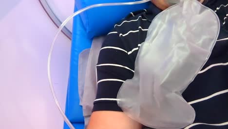 an adult oxygen bag inflating and deflating