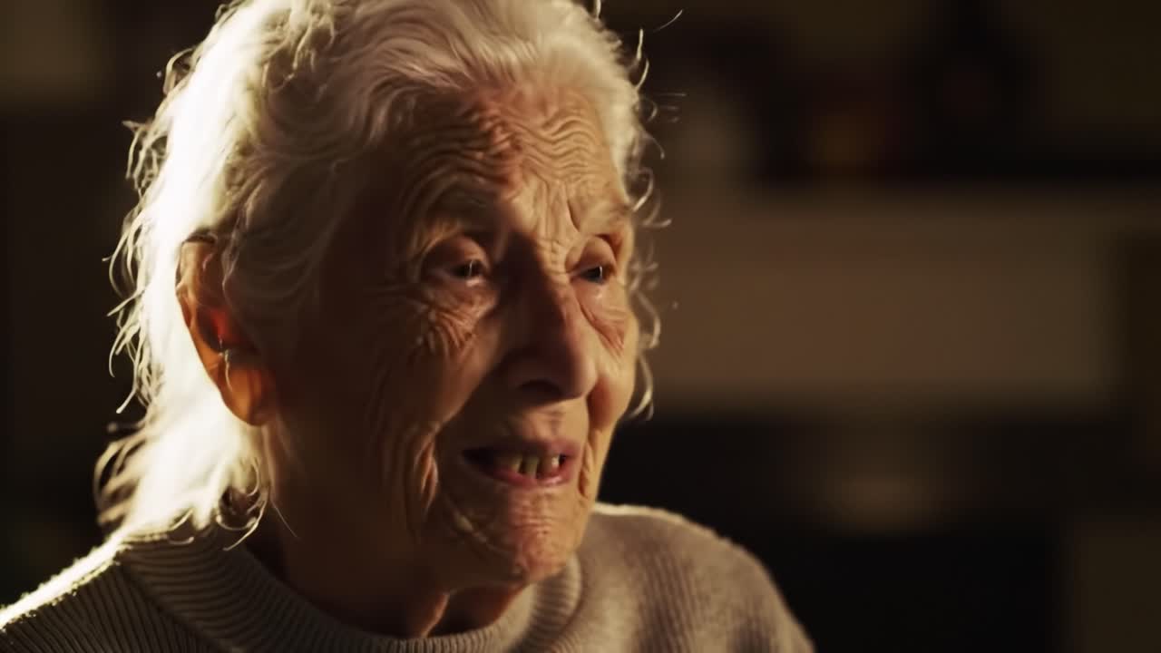 Aging Gracefully: Captivating Expressions and Emotions of an Elderly Woman in Two Frames, Showcasing the Beauty of Wisdom and Life Experiences