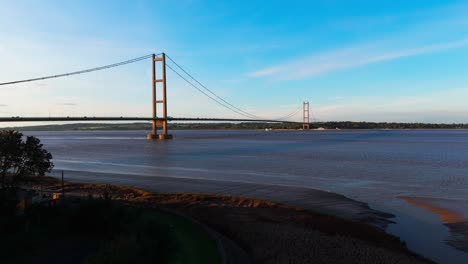 A-cinematic-scene:-Humber-Bridge-and-cars-at-golden-hour