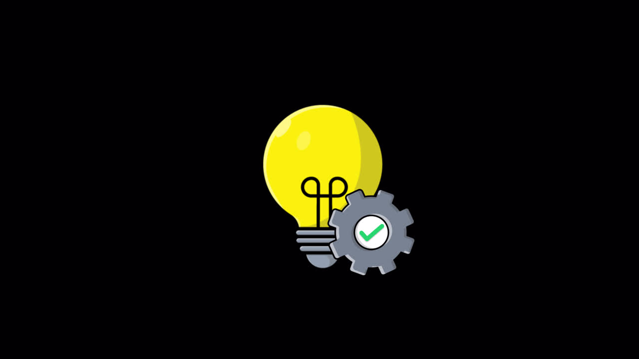 Animated Gear and Lightbulb with Checkmark Icon