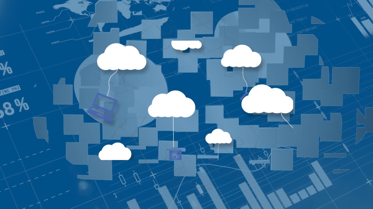 그래프와 데이터 처리에 대한 아이콘으로 구름의 애니메이션
