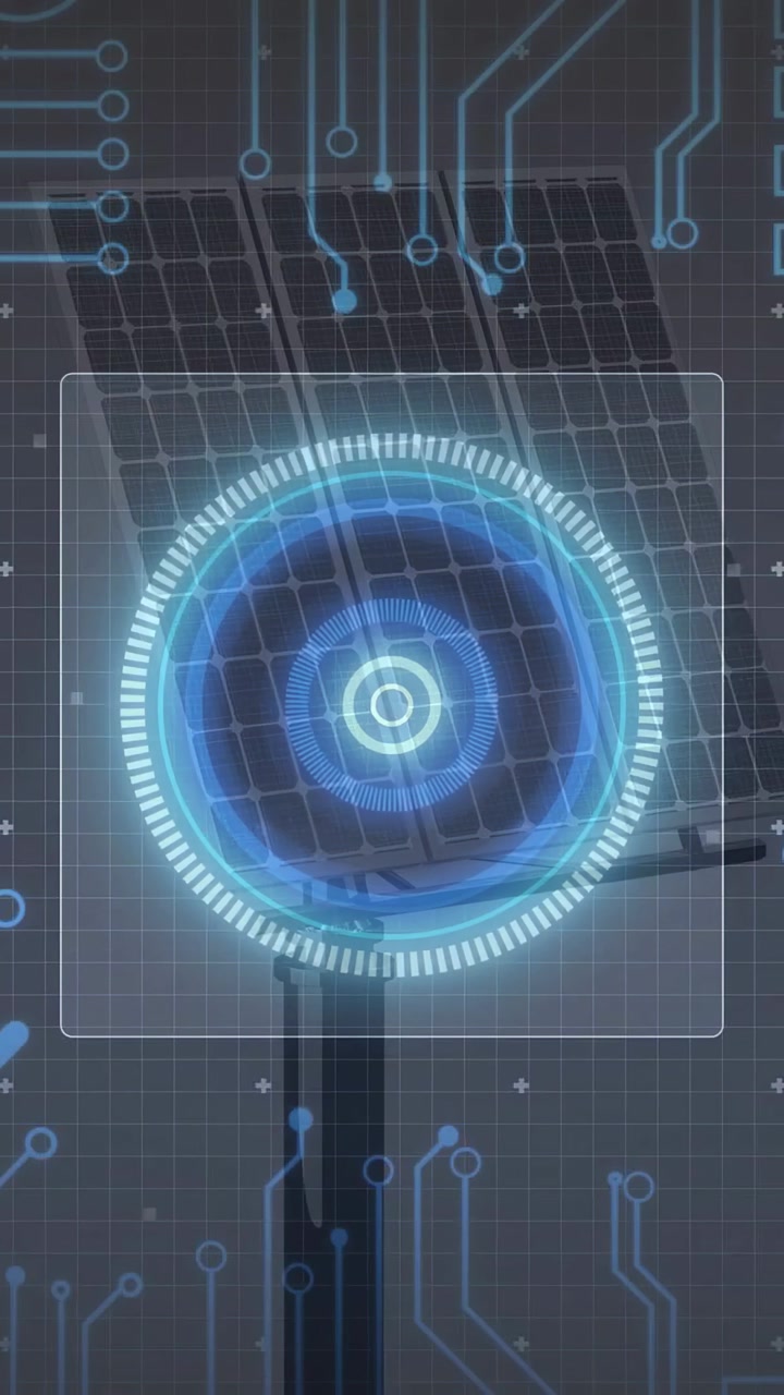 Vertical video: Solar panel HUD overlay appearing, reticle forming and pulsing for monitoring