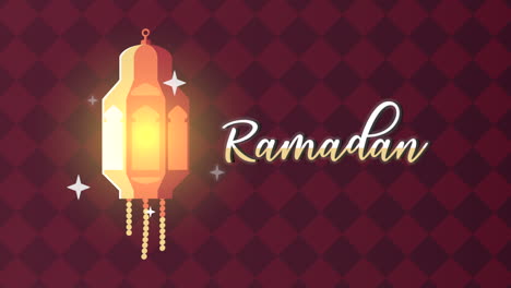 ramadan kareem lettering animation with lamp hanging