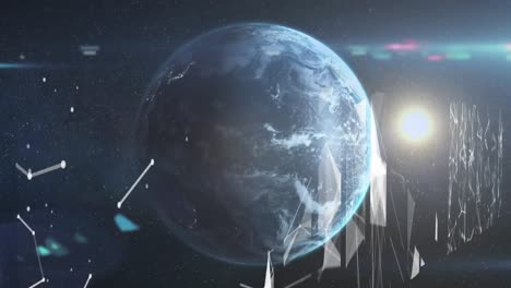 network of connections against globe spinning