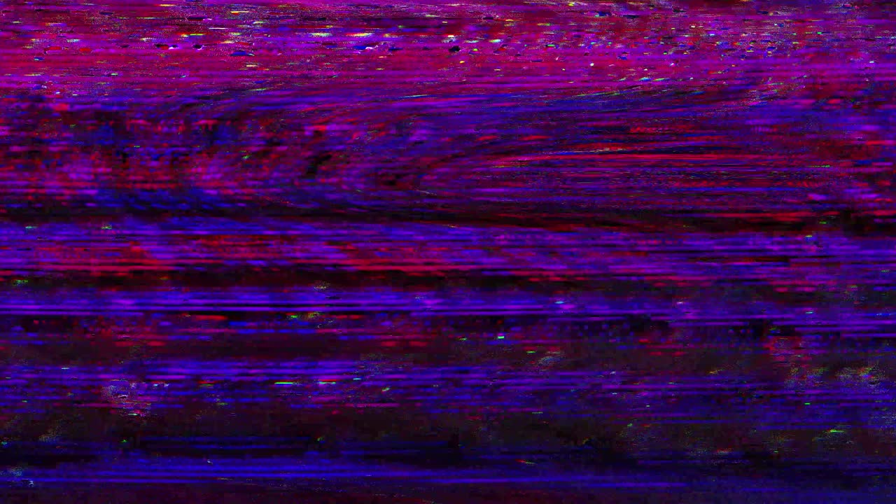 Dynamisk abstrakt glitch-effekt med farverige horisontale linjer.