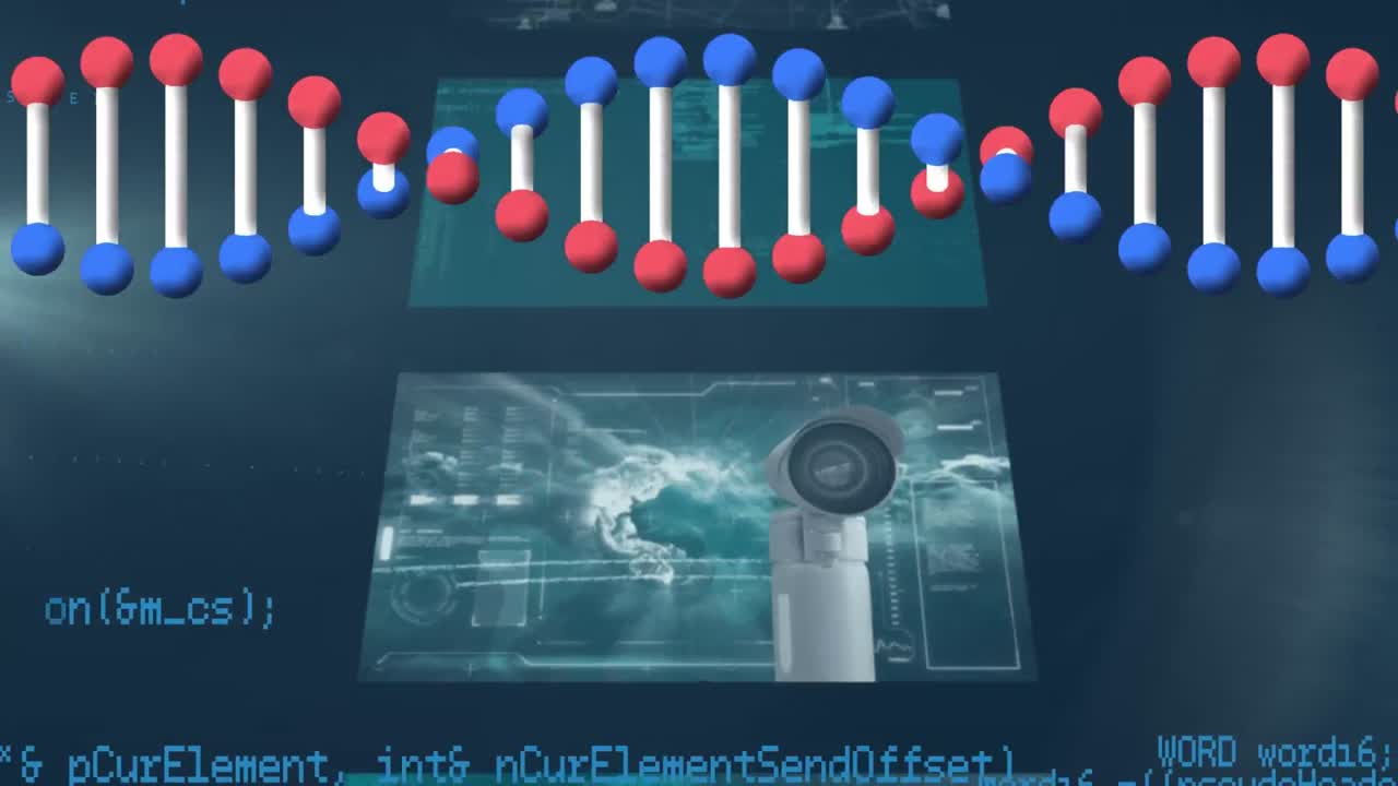 데이터 처리 및 dna 가닥의 애니메이션