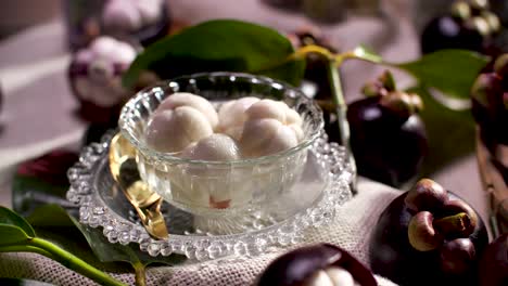 open, peel mangosteen beautifully display, close up