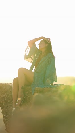woman in kimono at golden hour