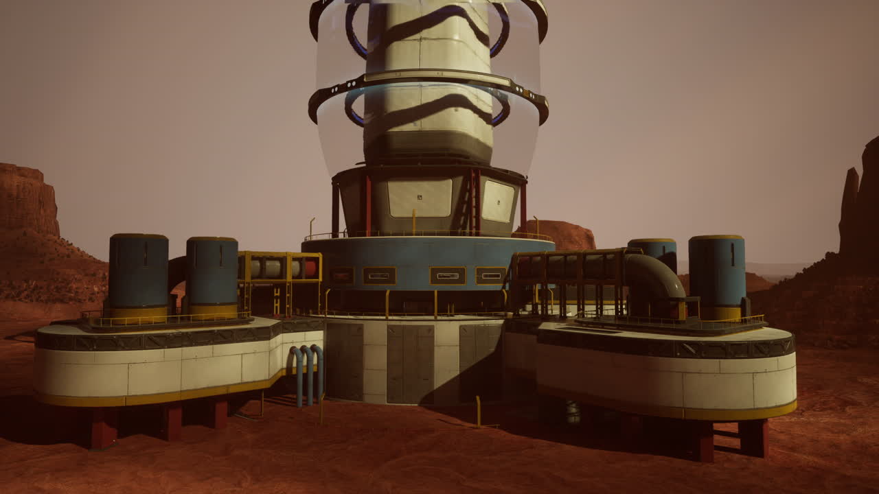 estación espacial futurista en marte