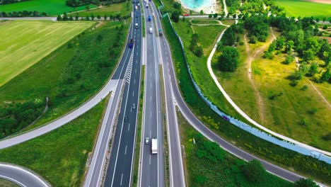 vista aérea del sistema de carreteras, infraestructura de transporte, 4k