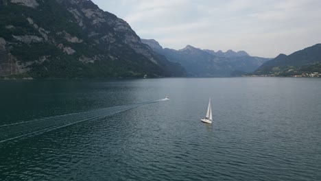 Exciting-Boating-tourism-in-Walensee-lake-with-yacht,motor-boats