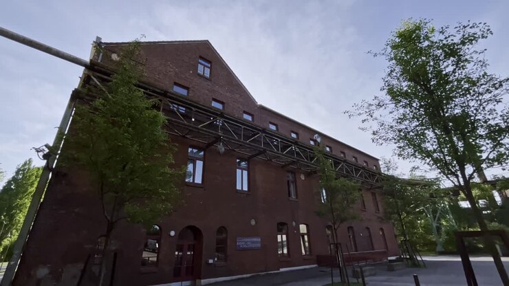 Youth hostel in the landscape park in Duisburg on the old premises of the steel factory in an old brick house