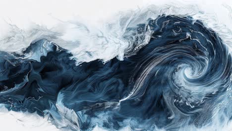 abstract fluid art with dark blue and white tones