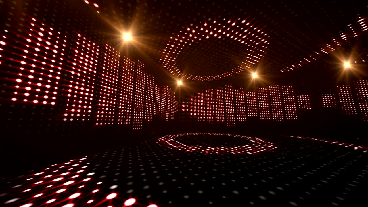 música ondas de la habitación, luces bombillas animación, renderización, fondo, bucle