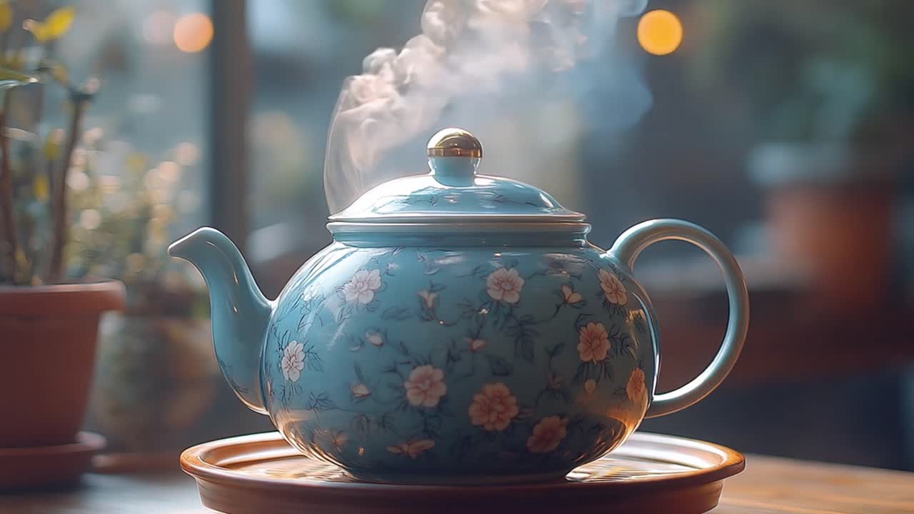 Teapot with steam