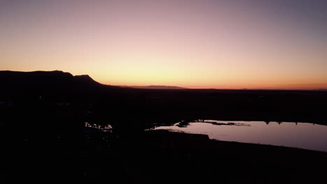 intense sundown in australia, hunter valley at nightfall, sideways aerial
