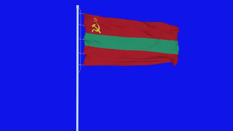 transnistria flag waving on wind on blue screen or chroma key background