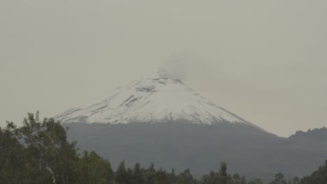 timelapse view of cotopaxi active volcano in ecuador, steam out of summit crater of the mountain