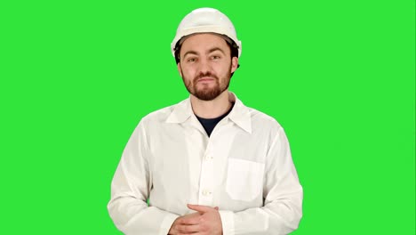 engineer or architect showing like gesture on a green screen, chroma key
