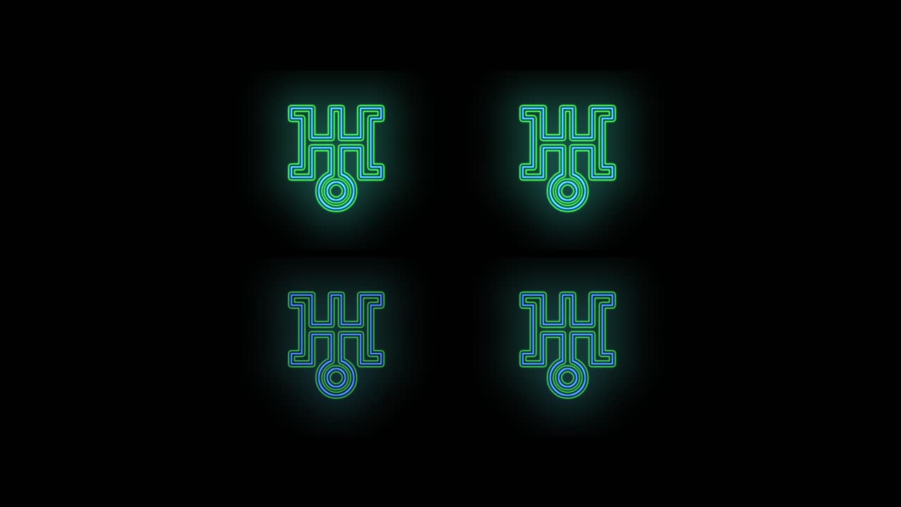 Japan symbols pattern with green neon