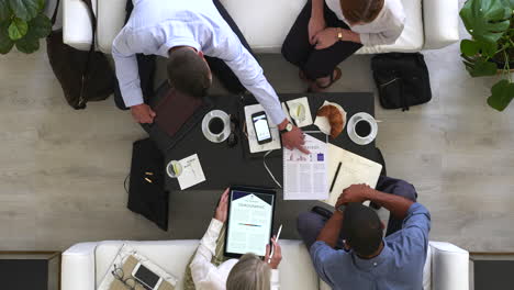 Team,-Draufsicht-Und-Geschäftsleute-Im-Meeting