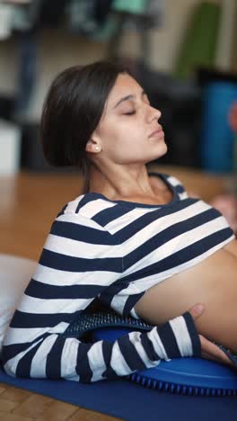 woman relaxing and stretching