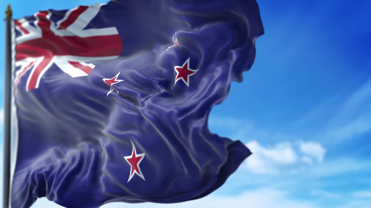 뉴질랜드 발이 푸른 하늘을 향해 천천히 흔들리고 있습니다.