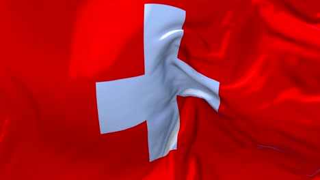 switzerland flag waving in wind slow motion animation . 4k realistic fabric texture flag smooth blowing on a windy day continuous seamless loop background.