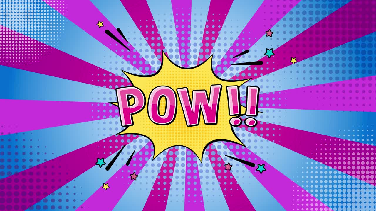 una colorida explosión al estilo de los cómics con el texto "pow!"