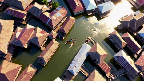aerial view of a floating village