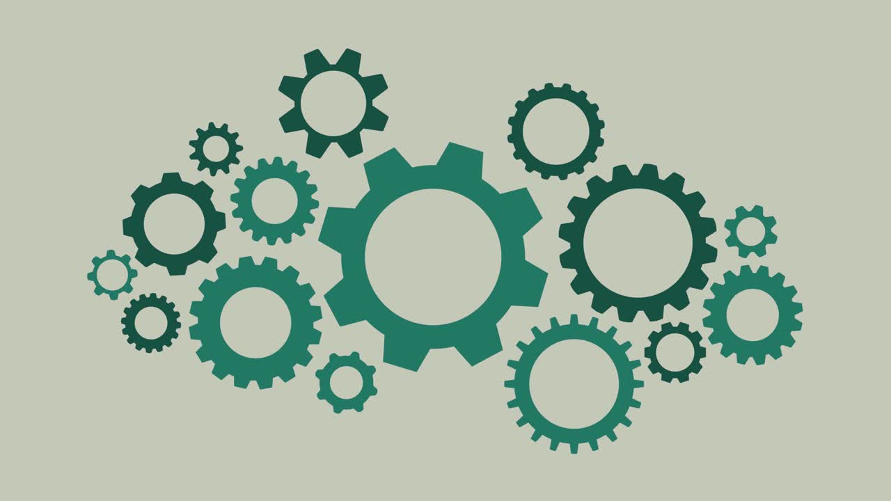 conjunto de ruedas giratorias que representan un mecanismo de organización - animación