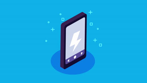 isometric illustration of a charging phone