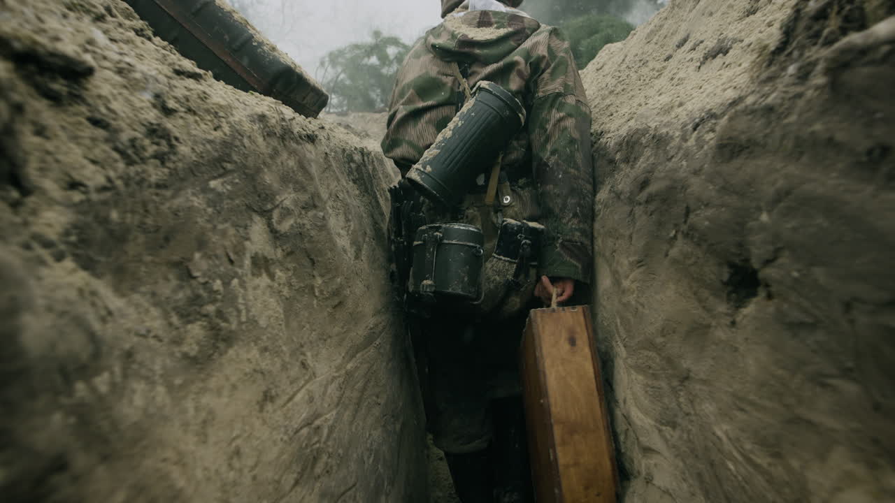 Soldato della Seconda Guerra Mondiale in trincea